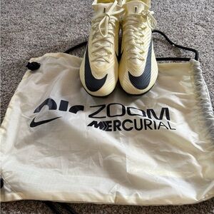 Nike Zoom Mercurial Cleats in Cream and Black